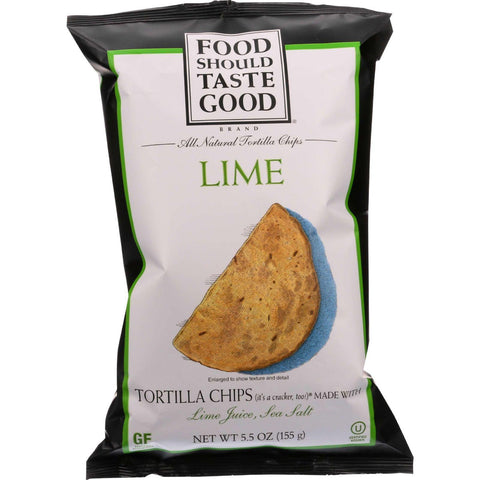 Food Should Taste Good Tortilla Chips - Lime - 5.5 Oz - Case Of 12