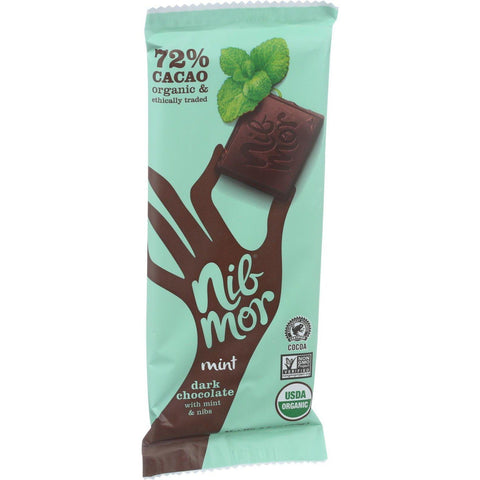 Nibmor Organic Dark Chocolate Bars - Mint And Nibs - 2.2 Oz Bars - Case Of 12