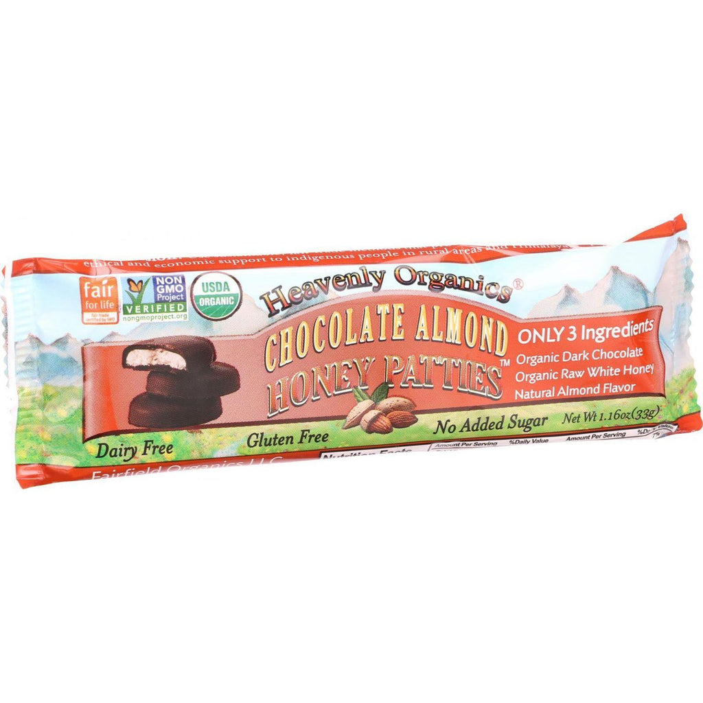 Heavenly Organics Honey Patties - Chocolate Almond - 1.2 Oz - Case Of 16