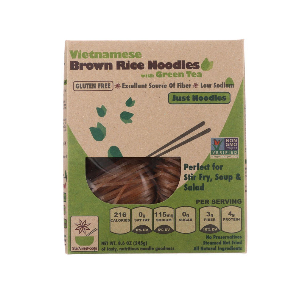 Star Anise Foods Noodles - Brown Rice - Vietnamese - With Organic Green Tea - 8.6 Oz - Case Of 6