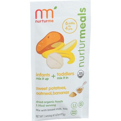 Nurturme Organic Nurturmeals Blended Meals - Infant And Toddler - Dried - Sweet Potatoes Oatmeal Bananas - .67 Oz - Case Of 8