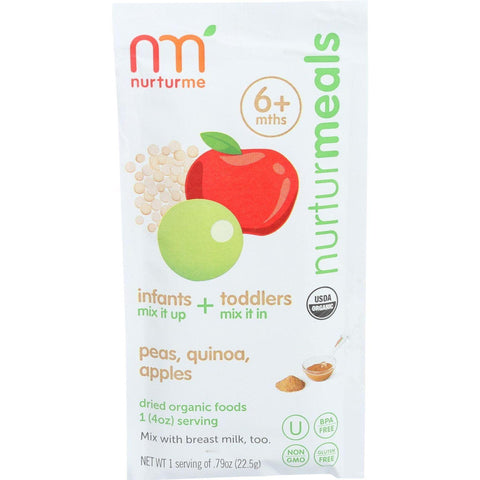 Nurturme Organic Nurturmeals Blended Meals - Infant And Toddler - Dried - Peas Quinoa Apples - .67 Oz - Case Of 8