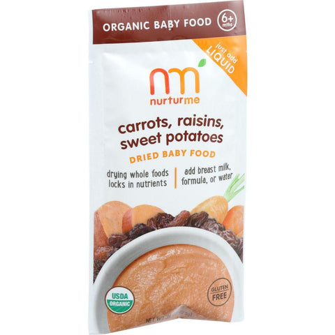 Nurturme Organic Nurturmeals Blended Meals - Infant And Toddler - Dried - Carrots Raisins Sweet Potatoes - .67 Oz - Case Of 8