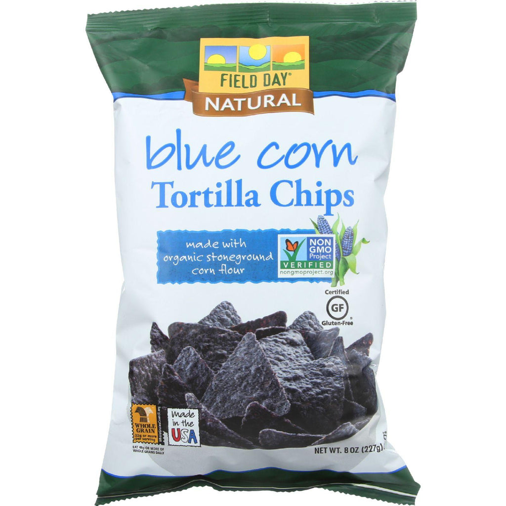 Field Day Tortilla Chips - Organic - Blue Corn - 8 Oz - Case Of 12