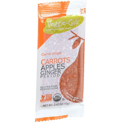 Veggie Gos Organic Snack - Carrots Apples Ginger - .42 Oz Bars - Case Of 20