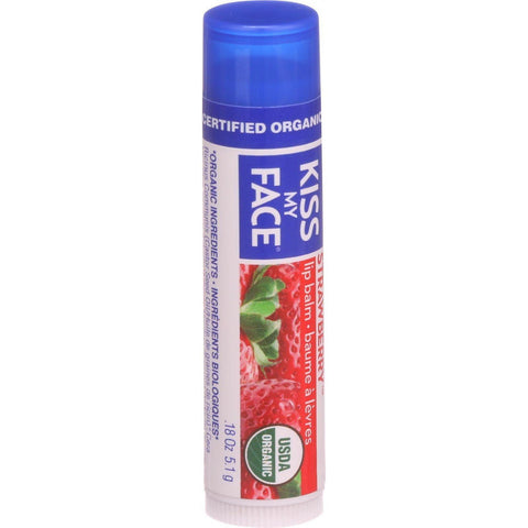 Kiss My Face Organic Lip Balm - Strawberry - .18 Oz - Case Of 24