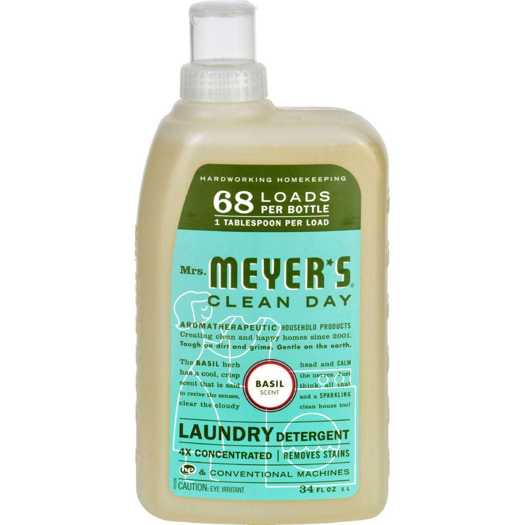 Mrs. Meyer's 68 Load 4x Laundry Detergent - Basil - 34 Fl Oz - Case Of 6