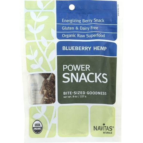 Navitas Naturals Snacks - Organic - Power - Blueberry Hemp - Gluten Free - 8 Oz - Case Of 12