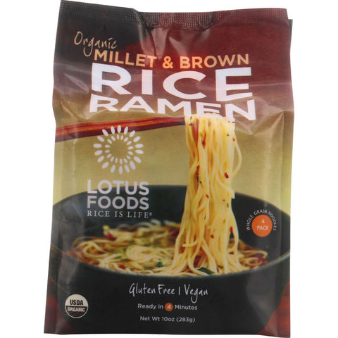 Lotus Foods Ramen - Organic - Millet And Brown Rice - 4 Ramen Cakes - 10 Oz - Case Of 6