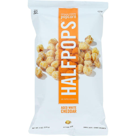 Halfpops Popcorn - Aged White Cheddar - 6 Oz - Case Of 12