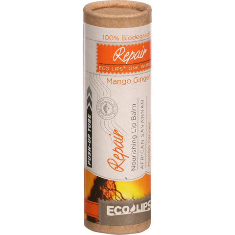 Ecolips Organic Lip Balm - One World Eco Tube - Repair - Nourishing - Mango Ginger - .3 Oz - Case Of 15