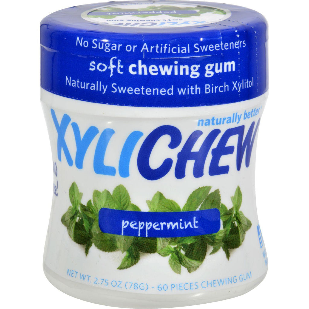 Xylichew Chewing Gum - Sugar Free Peppermint - 60 Piece Jar - Case Of 4