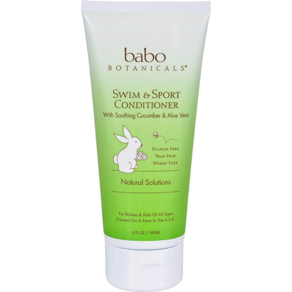 Babo Botanicals Swim And Sport Detangling Conditioner - Cucumber Aloe Vera - 6 Oz