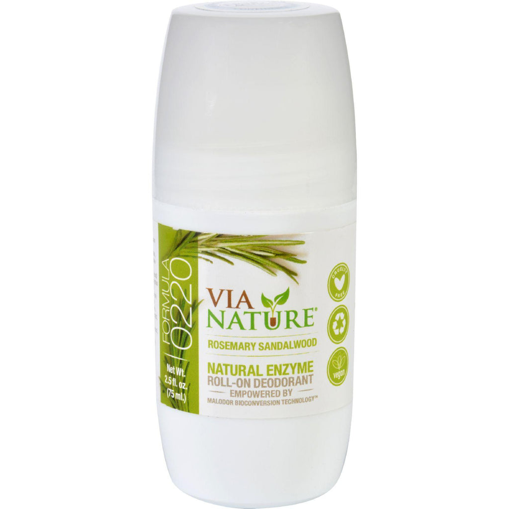 Via Nature Deodorant - Roll On - Rosemary Sandalwood - 2.5 Fl Oz