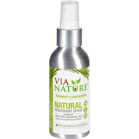 Via Nature Deodorant - Spray - Rosemary And Sandalwood - 4 Fl Oz