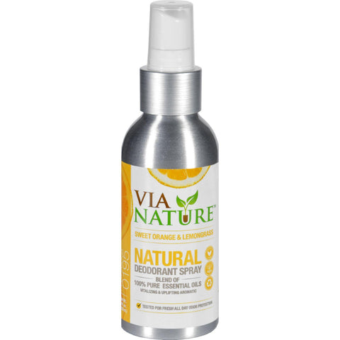 Via Nature Deodorant - Spray - Sweet Orange And Lemongrass - 4 Fl Oz