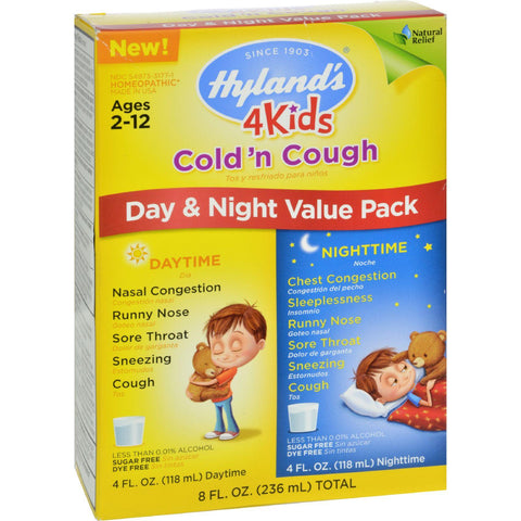 Hylands Homepathic Cold 'n Cough - 4 Kids - Day Night Val - 4 Fl Oz - 2 Ct