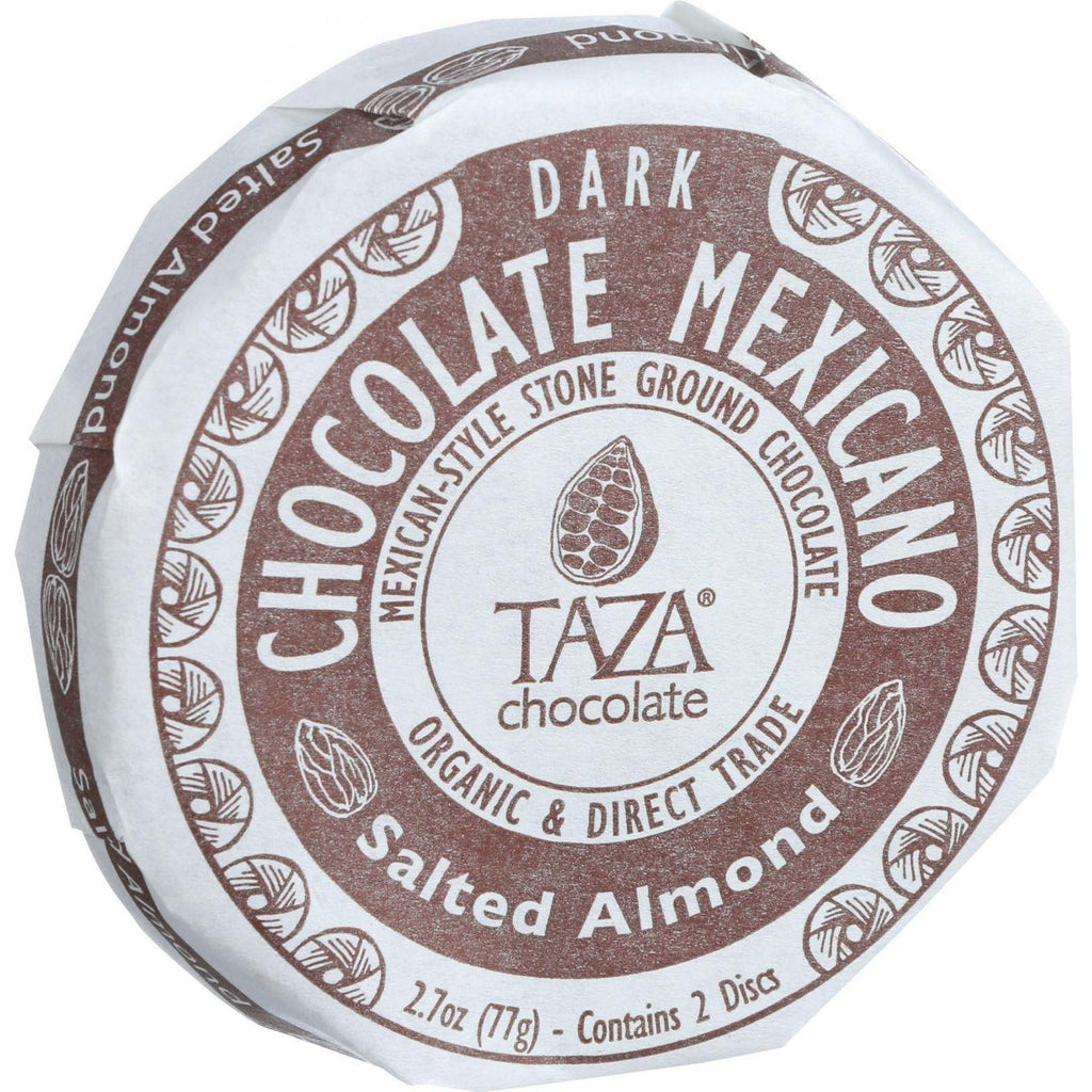 Taza Chocolate Organic Chocolate Mexicano Discs - 40 Percent Dark Chocolate - Salted Almond - 2.7 Oz - Case Of 12