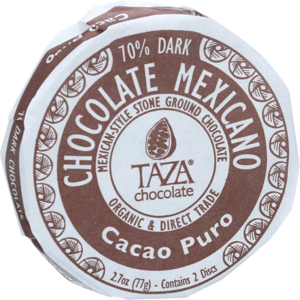 Taza Chocolate Organic Chocolate Mexicano Discs - 100 Percent Dark Chocolate - Cacao Puro - 2.7 Oz - Case Of 12