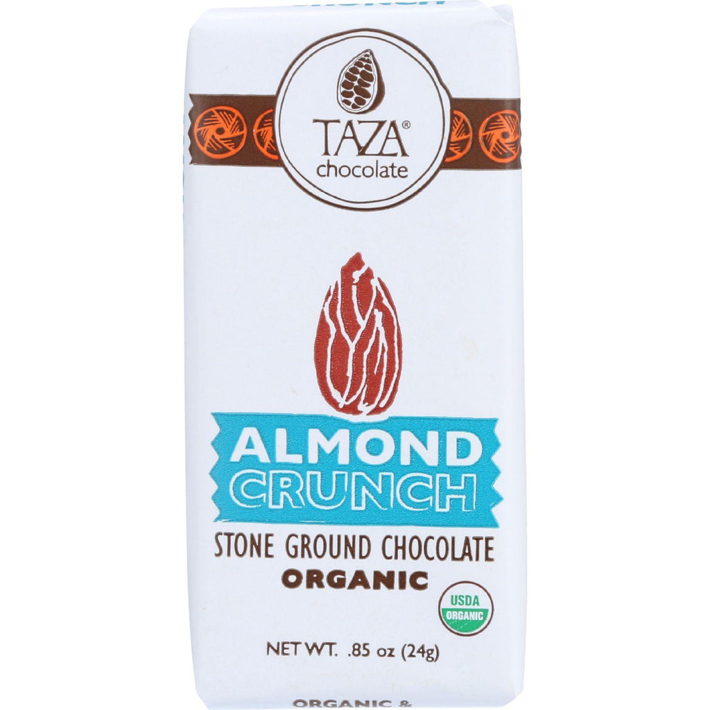 Taza Chocolate Bar - Organic - Tazitos Minibars - Stone Ground Chocolate - 65 Percent Dark - Almond Crunch - .85 Oz - Case Of 20