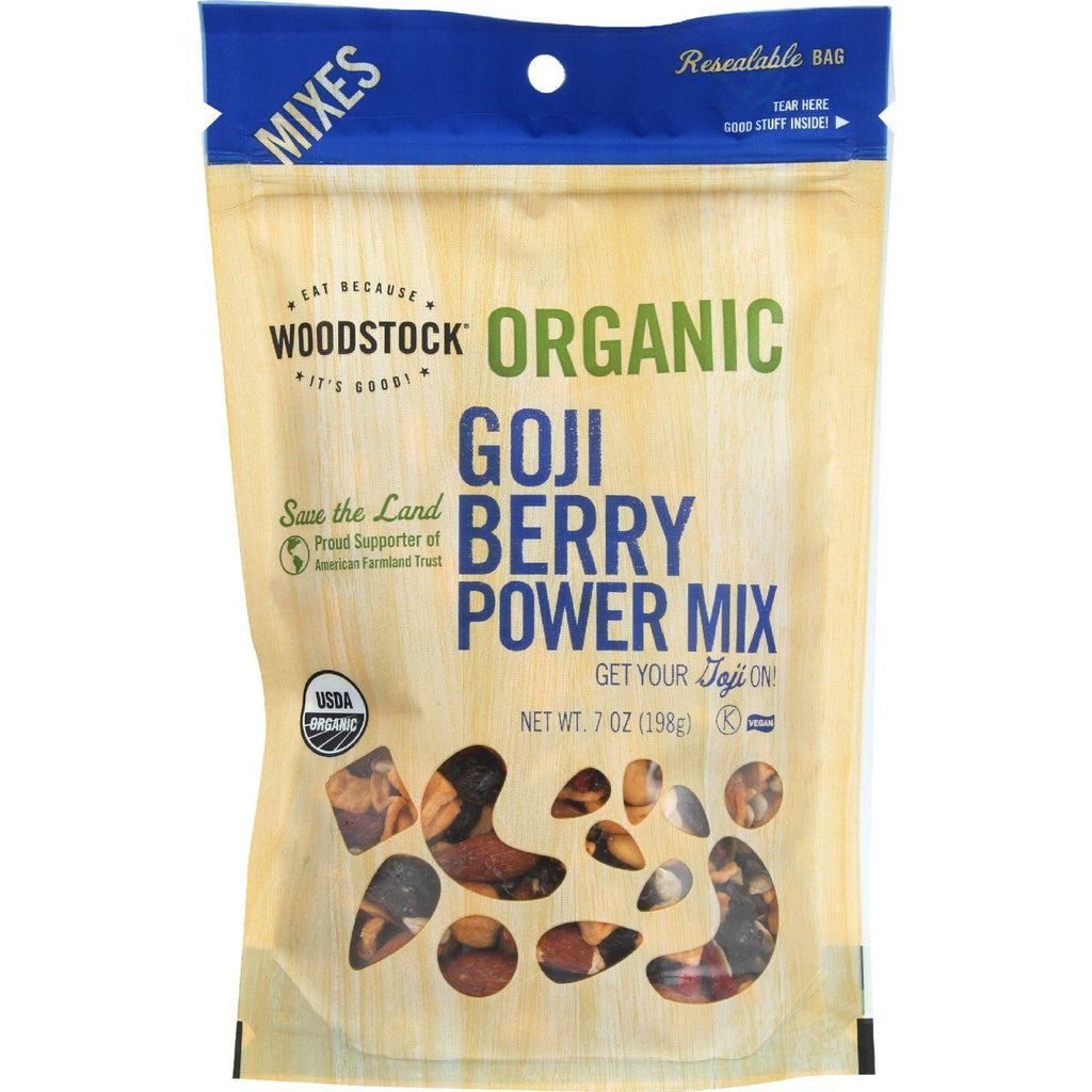 Woodstock Trail Mix - Organic - Goji Berry Power - 7 Oz - Case Of 8