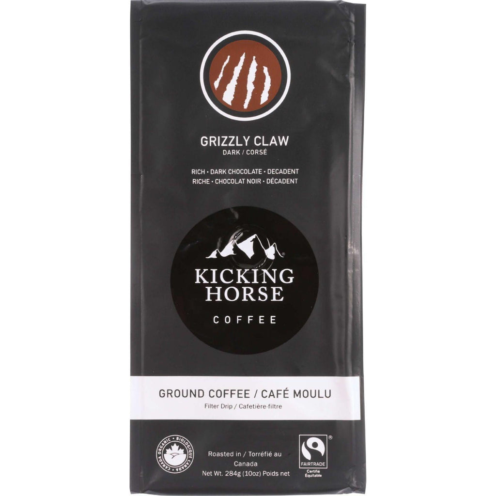 Kicking Horse Coffee - Organic - Ground - Grizzly Claw - Dark Roast - 10 Oz - Case Of 6