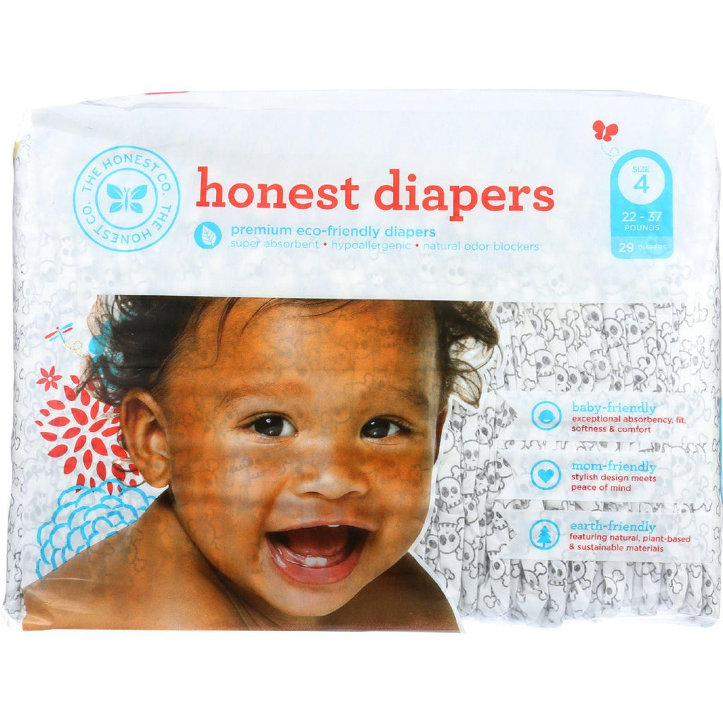 The Honest Company Diapers - Skulls - Size 4 - Children 22 To 37 Lbs - 29 Count - 1 Each