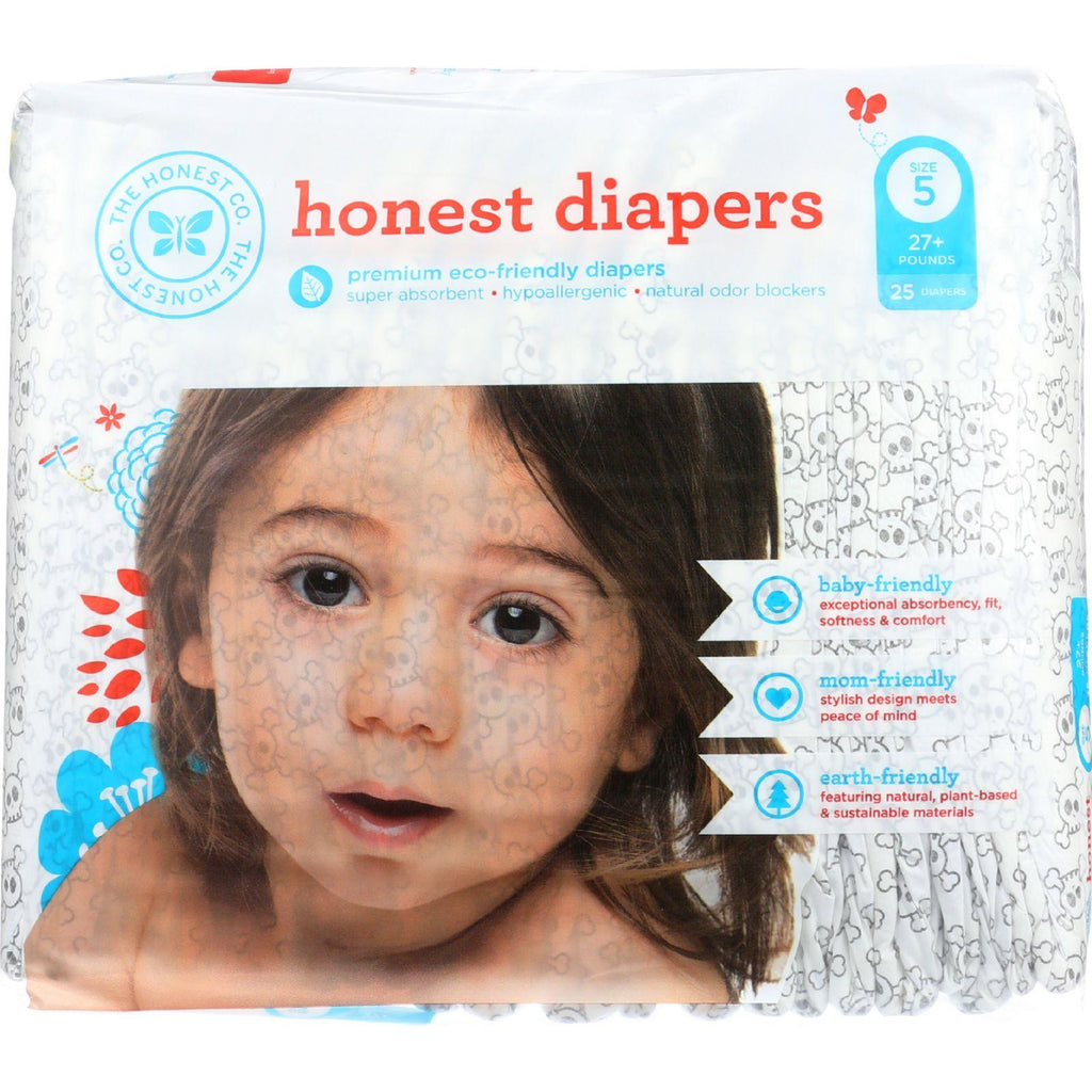 The Honest Company Diapers - Skulls - Size 5 - Children 27 Plus Lbs - 25 Count - 1 Each