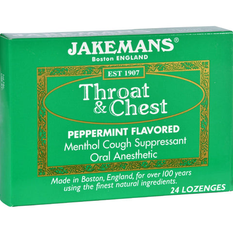 Jakemans Lozenge - Throat And Chest - Peppermint - 24 Count