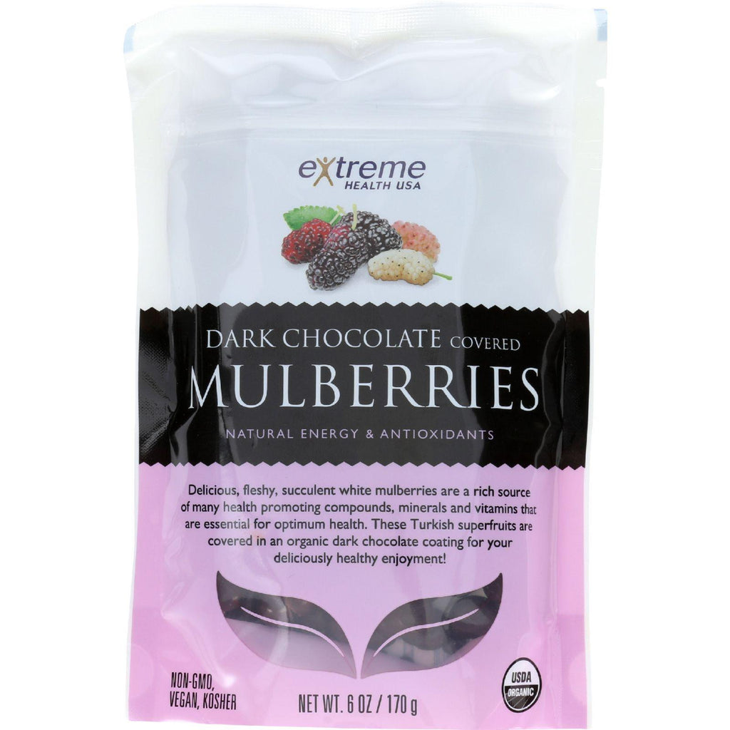 Extreme Health Usa Superfruits - Organic - Mulberries - Dark Chocolate Covered - 6 Oz - Case Of 6