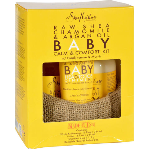 Sheamoisture Gift Set - Baby - Raw Shea Chamomile And Argan Oil - Calm And Comfort Kit - 3 Pieces - 1 Set