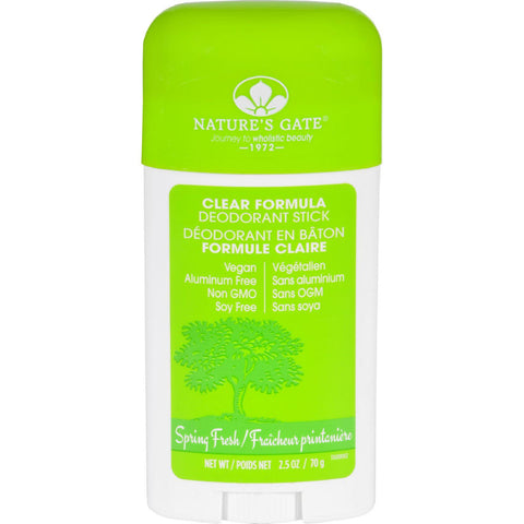 Natures Gate Deodorant - Stick - Clear Formula - Spring Fresh - 2.5 Oz