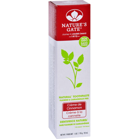 Natures Gate Toothpaste - Creme De Cinnamon - 6 Oz - Case Of 6