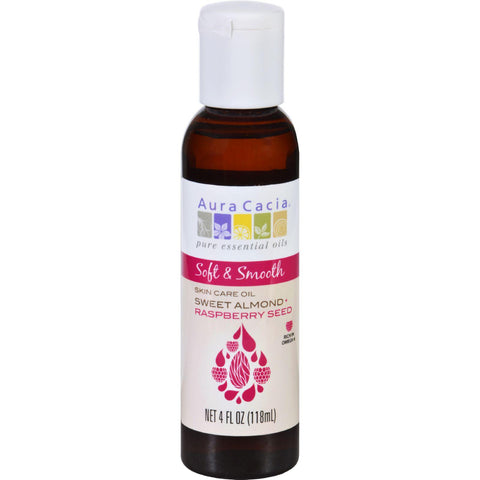 Aura Cacia Skin Care Oil - Soft And Smooth - Sweet Almond Plus Raspberry Seed - 4 Oz