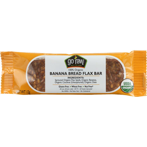 Go Raw Snack Bar - Organic - Sprouted - Banana Bread Flax - .423 Oz - Case Of 10