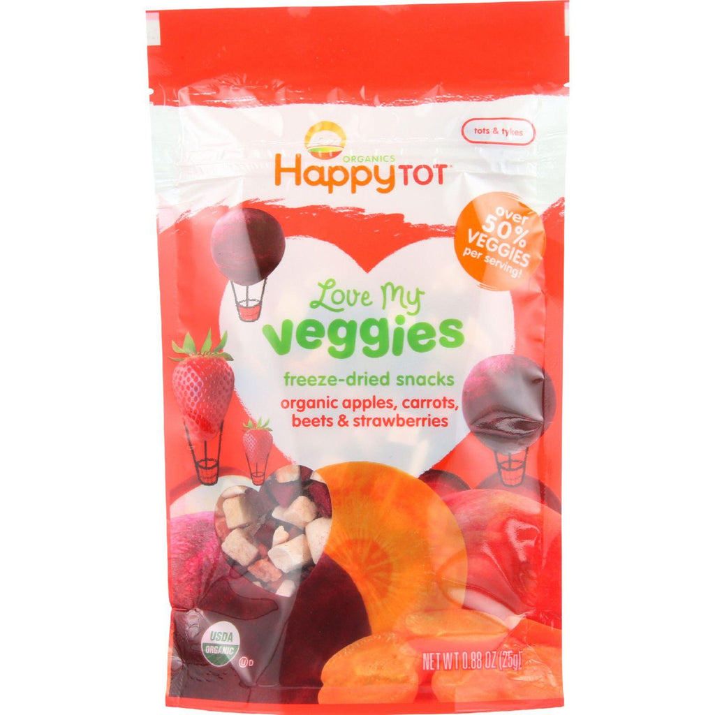 Happy Tot Toodler Food - Organic - Love My Veggies - Freeze-dried - Apples Carrots Beets And Strawberries - .88 Oz - Case Of 8